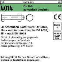 Industrial Quality Supplies Sechskantschraube ISO 4014 m.Schaft/Mutter M 20 x 90 Mu 8.8 galvanisch verzinkt