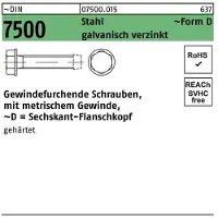 Industrial Quality Supplies Gewindefurchendeschraube DIN 7500 6-kantflanschkopf DM 5 x 16 Stahl galvanisch verzinkt