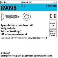 F. REYHER Nchfg. GmbH & Co. KG Spanplattenschraube R 89098 SEKO Innensechsrund VG 4 x 16 -T20 A 2