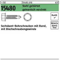 F. REYHER Nchfg. GmbH & Co. KG Sechskantbohrschraube ISO 15480 m.Bund ST 4,8 x 13 Stahl gehärtet galvanisch verzinkt galvanisch...