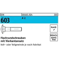 Hörger & Geßler Flachrundschraube DIN 603 m.Vierkantansatz M 12 x 200 A 2
