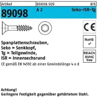 F. REYHER Nchfg. GmbH & Co. KG Spanplattenschraube R 89098 SEKO Innensechsrund TG 6 x 160 -T25 A 2