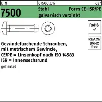 Hörger & Geßler Gewindefurchendeschraube DIN 7500 Linsenkopf Innensechsrund CEM 3 x 25-T10 Stahl galvanisch verzinkt