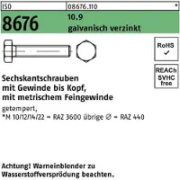 Industrial Quality Supplies Sechskantschraube ISO 8676 VG M 14x1,5 x 60 10.9 galvanisch verzinkt