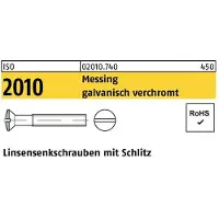 Reyher ISO 2010 - Messing verchromt - M 4x40 - Linsensenkschrauben mit Schlitz - Kleinpaket