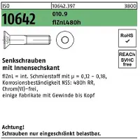 Hörger & Geßler Senkschraube ISO 10642 Innensechskant M 10 x 50 010.9 flZnL 480h zinklamellenbesch.