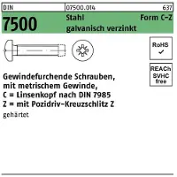 Industrial Quality Supplies Gewindefurchendeschraube DIN 7500 Linsenkopf Kreuzschlitz-PZ CM 3 x 30 -Z Stahl galvanisch verzinkt