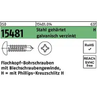 F. REYHER Nchfg. GmbH & Co. KG Flachkopfbohrschraube ISO 15481 m.Kreuzschlitz-PH ST 3,5 x 16 -H Stahl gehärtet galvanisch verzin...