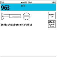 Toolcraft Senkschraube DIN 963 Schlitz M 6 x 45 A 4