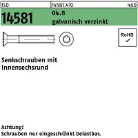 F. REYHER Nchfg. GmbH & Co. KG Senkschraube ISO 14581 m.Innensechsrund M 3 x 10 T10 04.8 galvanisch verzinkt