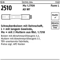 F. REYHER Nchfg. GmbH & Co. KG Schraubenbolzen DIN 2510 Dehnschaft/2Muttern LM 20x 105 Mu 1.7709 1 Stück