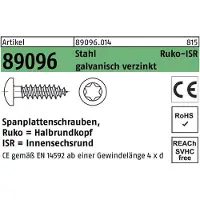 Hörger & Geßler Spanplattenschraube R 89096 HAKO Innensechsrund 6 x 25 -T30 Stahl galvanisch verzinkt