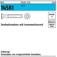 F. REYHER Nchfg. GmbH & Co. KG Senkschraube ISO 14581 m.Innensechsrund M 2 x 12 T6 A 2