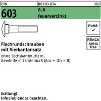 OEM Flachrundschraube DIN 603 m.Vierkantansatz M 10 x 35 8.8 feuerverzinkt