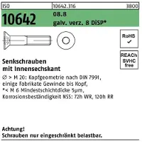 F. REYHER Nchfg. GmbH & Co. KG Senkschraube ISO 10642 Innensechskant M 8 x 25 8.8 galvanisch verzinkt 8 DiSP