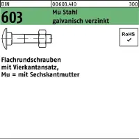 F. REYHER Nchfg. GmbH & Co. KG Flachrundschraube DIN 603 m.Vierkantansatz/6-kantmutter M 10 x 60 Mu Stahl 4.6 galvanisch verzinkt
