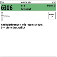 Industrial Quality Supplies Knebelschraube DIN 6306 m.losen Knebel DM 12 x 50 5.8 brüniert