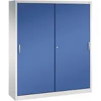 C+P ACURADO Schiebetürenschrank, 8 FB, 1950x1600x400, l.grau/enzianblau