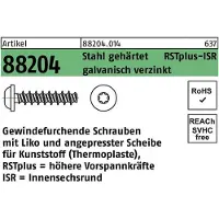 F. REYHER Nchfg. GmbH & Co. KG Gewindefurchendeschraube R 88204 Liko m.Innensechsrund 5 x 12 -T25 Stahl gehärtet galvanisch verz...
