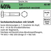 Industrial Quality Supplies Sechskantschraube ISO 4014 m.Schaft M 27 x 170 5.6 W7 galvanisch verzinkt