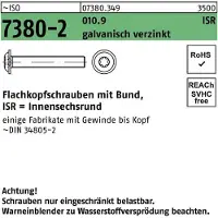 Hörger & Geßler Flachkopfschraube ISO 7380-2 m.Bund/Innensechsrund M 4 x 6 -T20 10.9 galv. verzinkt