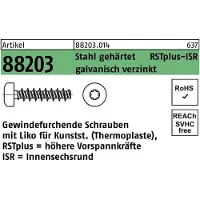 F. REYHER Nchfg. GmbH & Co. KG Gewindefurchendeschraube R 88203 Liko m.Innensechsrund 4 x 12 -T20 Stahl gehärtet galvanisch verz...