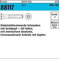 Industrial Quality Supplies Schraube R 88117 diebstahlh. Seko ISR Zapfen M 6 x 25-T30 A 2