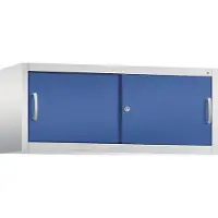 C+P ACURADO Aufsatzschrank mit Schiebetüren, 500x1200x400, l.grau/enzianblau