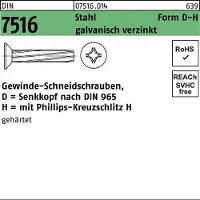 F. REYHER Nchfg. GmbH & Co. KG Gewindeschneidschraube DIN 7516 Senkkopf m.Kreuzschlitz-PH DM 6 x 50 -H Stahl galvanisch verzinkt