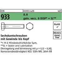 Hörger & Geßler Sechskantschraube DIN 933 VG M 6 x 25 8.8 gal Zn 8 DiSP + SL