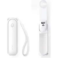 JISULIFE Mini-Handventilator, 3-in-1 (Personalventilator/2000 mAh wiederaufladbare Powerbank/Taschenlampe), Taschenformat für den Outdoor-Einsatz, Weiß