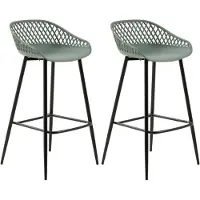Idimex Barhocker IREK olivgrün Retro-Design, bequemer Tresenhocker im 2er Pack, praktischer Bistrostuhl aus Kunststoff