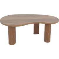 Mendler Couchtisch MCW-O29, Beistelltisch Sofatisch, organische Form Melamin Holz, 45x110x60cm Holzoptik braun