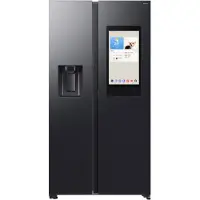 Samsung Series 9 Family Hub RS97F Side-by-Side mit View Inside und Festwasseranschluss, , Freistehend, Amerikanische Tür, Schwarz, 2 Tür(en), Premium Black Steel, 36/64