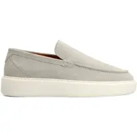 Manfield Hellgraue Veloursleder-Loafer | Größe 47