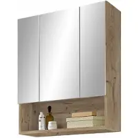 Die Möbelfundgrube Spiegelschrank Viking Eiche 65 cm - 3-türig - KRETA