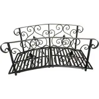 HTI Gartenbrücke Metall Fleur de Lis Vintagedesign Rostpatina 122x60x56 cm
