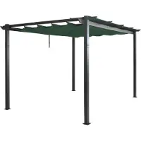 Mendler Aluminium Pergola MCW-N93, Gartenpavillon Pavillon Garten, stabiles 8cm-Gestell Schiebedach UV50+ 3x4m grün