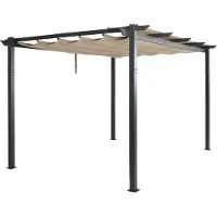Mendler Aluminium Pergola MCW-N93, Gartenpavillon Pavillon Garten, stabiles 8cm-Gestell Schiebedach UV50+ 3x4m creme-beige