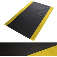 Floordirekt Anti-Ermüdungsmatte Softer-Work-Mat Gerippt Schwarz-Gelb Breite: 120 cm, Länge: 350 cm