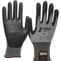 Nitras TAEKI Schnittschutzhandschuhe, TAEKI-Spezialgarn, grau, PU-Beschichtung, schwarz (Farbcode: 1