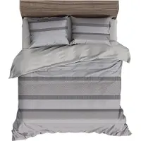 TRAUMSCHLAF Premium Bettwäsche Streifen grau, Schweizer Mako-Satin 135x200 cm + 80x80 cm