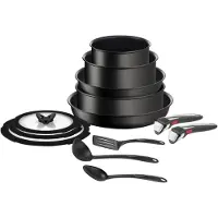 Tefal Ingenio L39593, Gemischtes Set, Schwarz, Aluminium, Titan, Schwarz, Glas