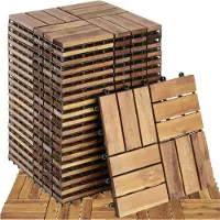 TecTake - Gartenfliesen aus Holz - Wetterfest - Bodenbelag für Balkon - Bodenfliesen - Balkonboden - Terrassenfliesen mit Klicksystem - Drainage - 20er Set