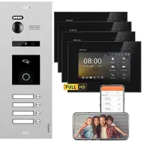 Balter EVO HD Silber RFID/Fingerprint 4x7" WiFi Weiß Video Türsprechanlage Set 4 Familienhaus