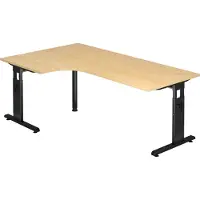 Hjh OFFICE PRO MEGA 82 S - Holz C-Fuß Silber 200 x 120 Ahorn/Silber höhenverstellbar