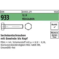 Industrial Quality Supplies Sechskantschraube DIN 933 VG M 16 x 30 12.9 flZnL 480h zinklamellenbesch.