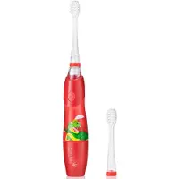 Brush-Baby | Schallzahnbürste KidzSonic - Dino - Rot - für Kinder - Sanfte Reinigung - 2 Modi