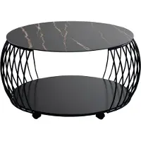 Die Möbelfundgrube Couchtisch Marmoroptik schwarz 80 x 80 cm - MACAU