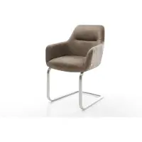 DELIFE Freischwinger Pejo-Flex Mikrofaser Taupe Vintage Freischwinger flach Edelstahl Taschenfederkern